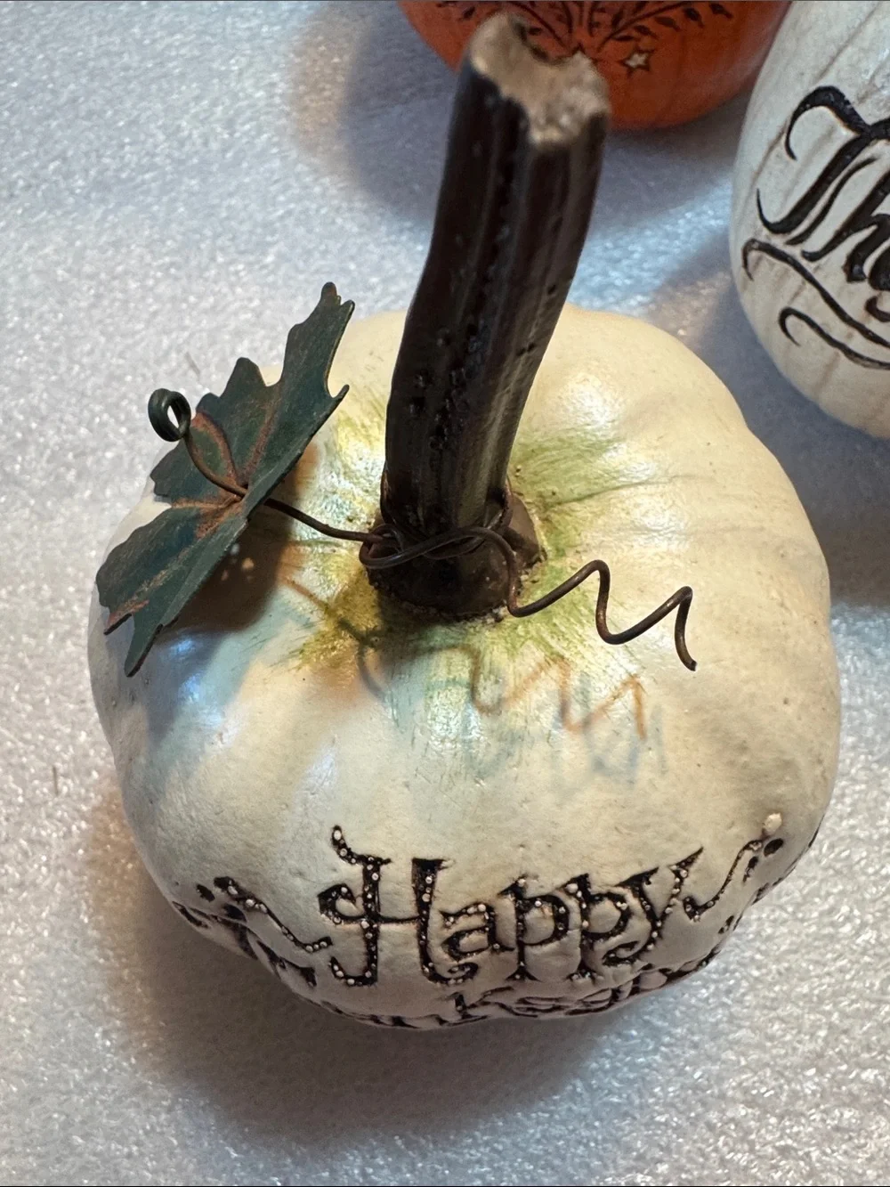 Thanksgiving Decorative Pumpkin Set — Orange & White Seasonal Accents